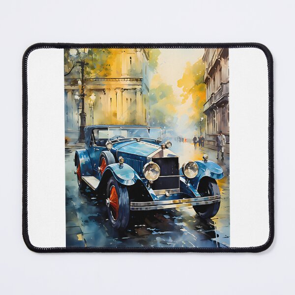Item preview, Vintage Luxury Car Driving Through a Misty City Street Scene designed and sold by WOLFxGANG.