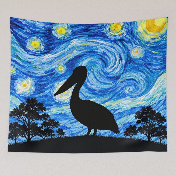 Item preview, Funny Pelican Starry Night Painting Moon Star Zoo Boys Girls designed and sold by FurryHavenPH.
