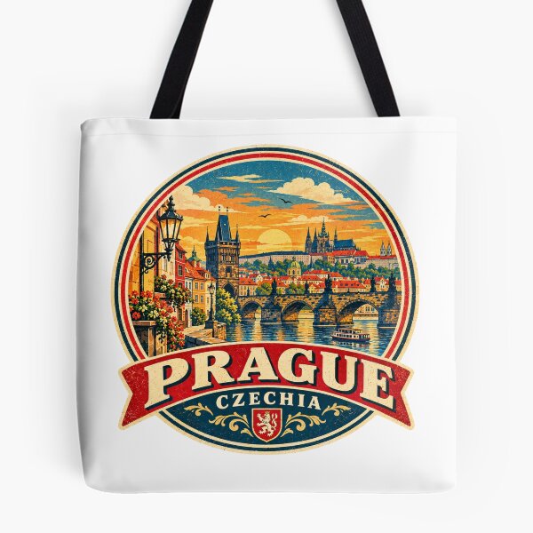 Item preview, Prague Czechia Vintage Travel Poster – Retro European Cityscape Design designed and sold by Globalcitytees.
