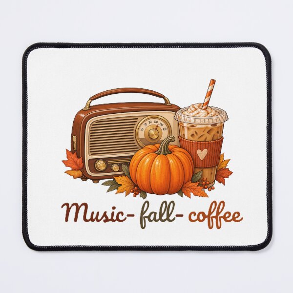 Item preview, Music-Fall-Coffee graphics with retro radio, pumpkin, coffee for autumn/fall season. designed and sold by ZANU creativity.