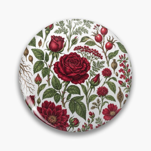 Item preview, Vintage Red Rose and Dahlia Botanical Florals designed and sold by Cute-and-Co.