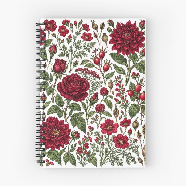 Item preview, Vintage Red Rose and Dahlia Botanical Florals designed and sold by Cute-and-Co.