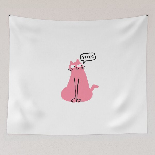 Item preview, Yikes Nervous Pink Cat designed and sold by CatofExcuses.