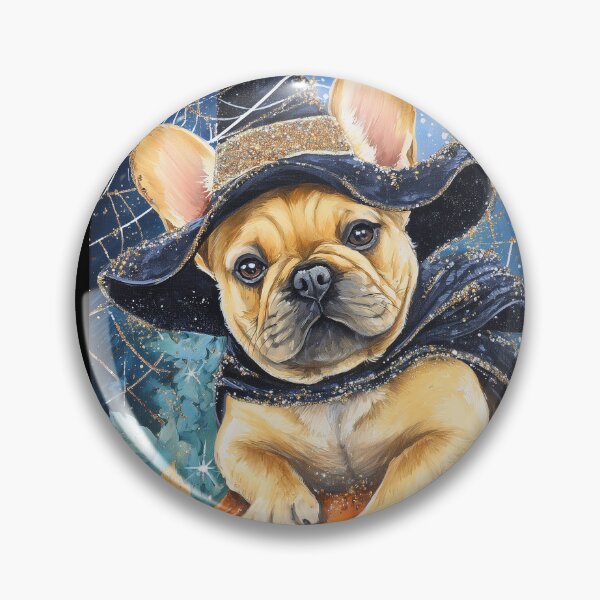 Item preview,  Halloween French Bulldog Puppy with Pumpkin – Beige Frenchie Witch Art designed and sold by elisarasada.