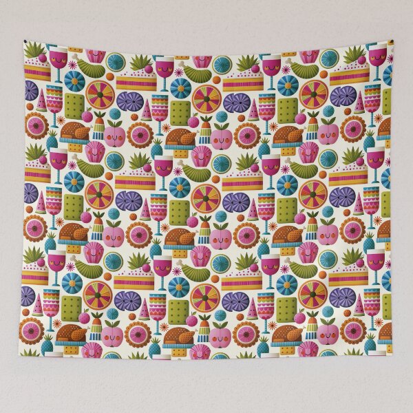 Item preview, Vibrant Food and Objects Pattern Art designed and sold by colorful-white.