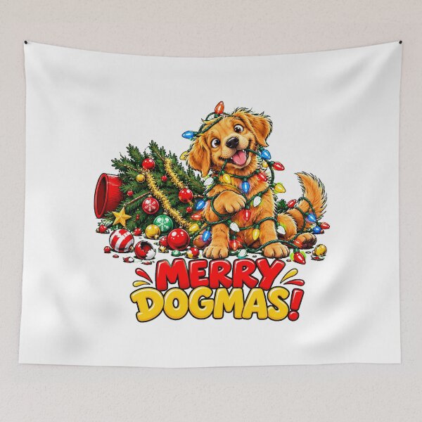 Artikelvorschau, Dogmas Retriever, Verwickelte Lichter, Weihnachtshumor entworfen und verkauft von chattsuede.