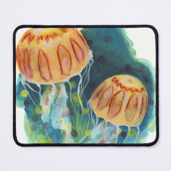 Item preview, Two Jellyfish Orange and Blue Minimalist designed and sold by ArtByKiraQuinn.
