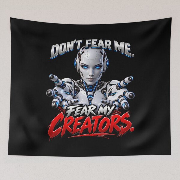 Item preview, DON’T FEAR ME. FEAR MY CREATORS. AI Humor designed and sold by signshirtz.