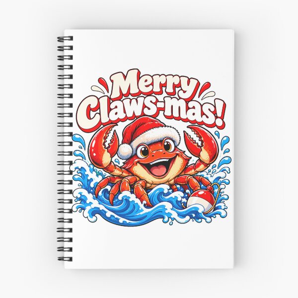 Item preview, Clawsmas Crab Smiling Ocean Waves Christmas Pun designed and sold by chattsuede.