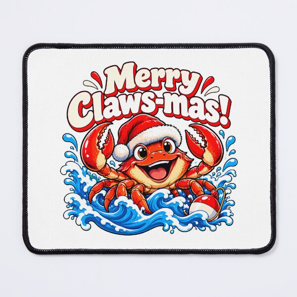 Item preview, Clawsmas Crab Smiling Ocean Waves Christmas Pun designed and sold by chattsuede.