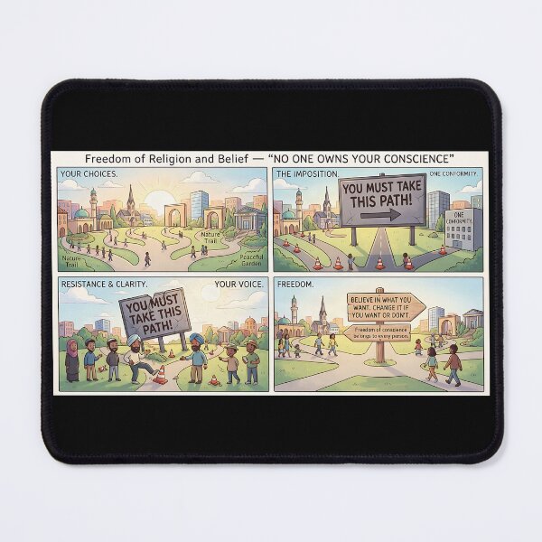 Item preview, Freedom of religion and belief: A four-panel comic about freedom of conscience designed and sold by Mianku | Für das Leben.