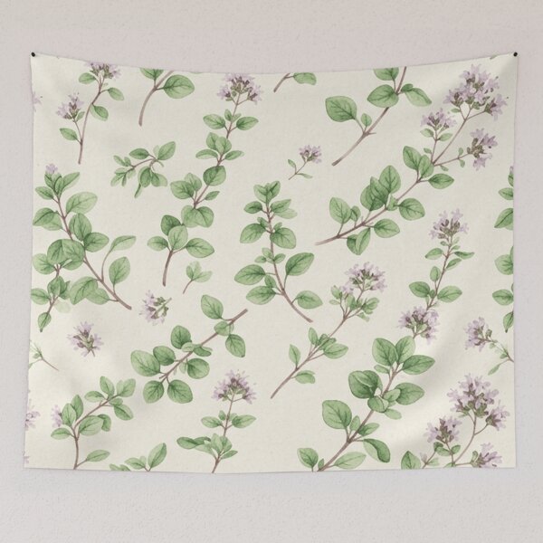 Item preview, Delicate Thyme Herb Botanical Pattern designed and sold by SassyArtistry.