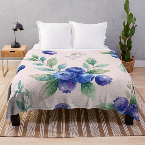 Item preview, Watercolor Blueberry Botanical Fruit Pattern designed and sold by SassyArtistry.