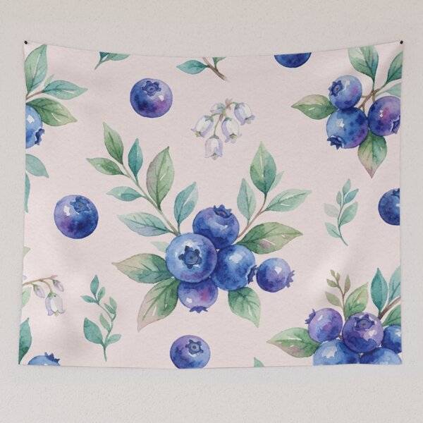 Item preview, Watercolor Blueberry Botanical Fruit Pattern designed and sold by SassyArtistry.
