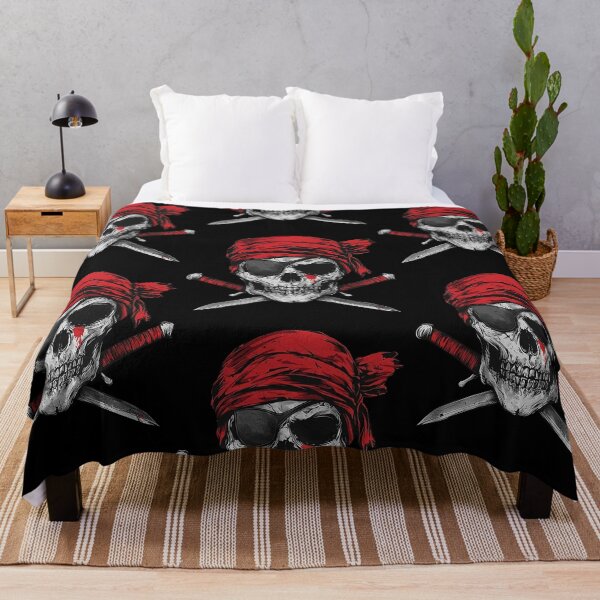 Artikelvorschau, Piraten-Totenkopf mit gekreuzten Knochen, rotes Bandana, Skelett entworfen und verkauft von RDGNR.