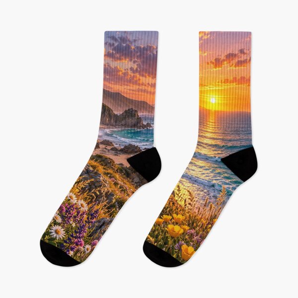 Item preview, Coastal Sunset Wildflowers Ocean Landscape designed and sold by Shubatdesigns.