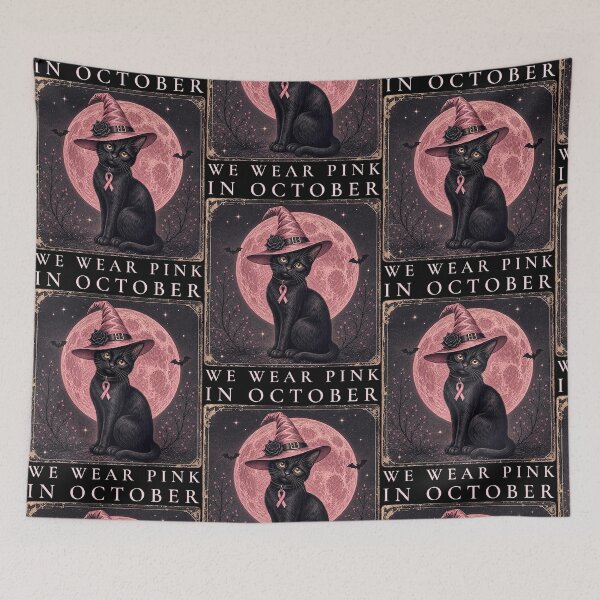 Item preview, In October We Wear Pink Cat Witch Awareness designed and sold by RDGNR.
