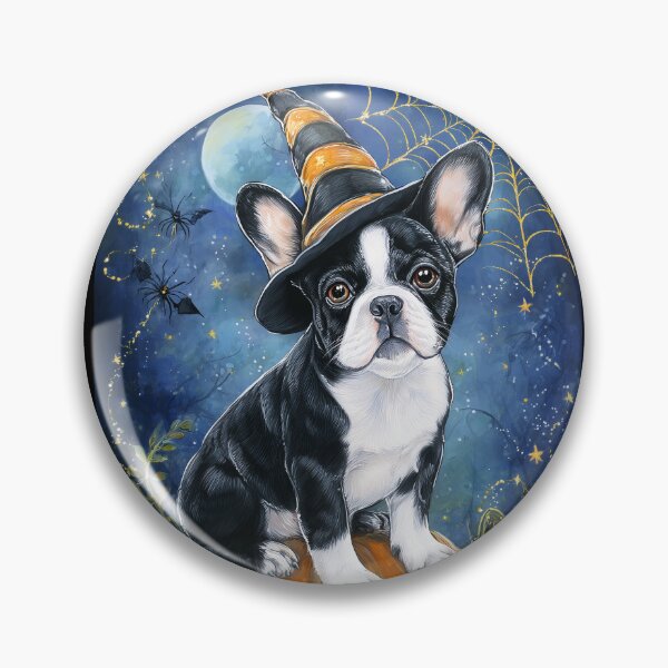 Item preview,  Halloween French Bulldog Puppy on Pumpkin – Witch Hat Frenchie Wall Art designed and sold by elisarasada.