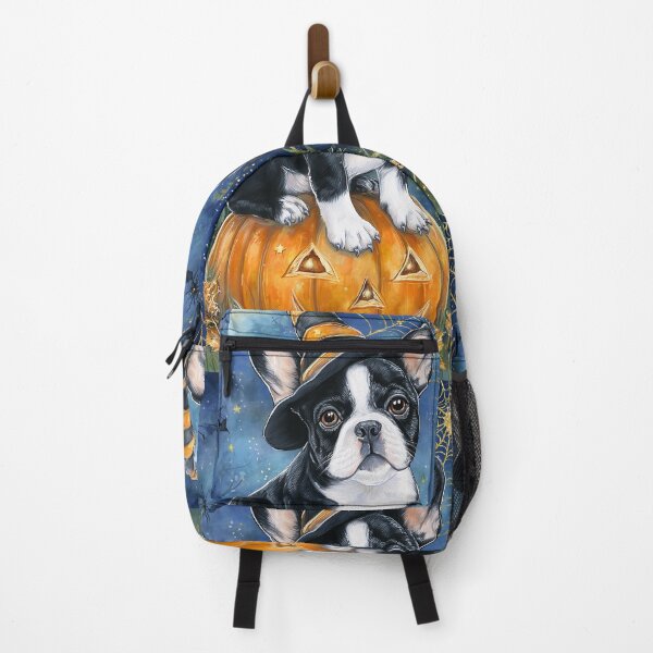 Item preview, Halloween French Bulldog Puppy on Pumpkin – Witch Hat Frenchie Wall Art designed and sold by elisarasada.