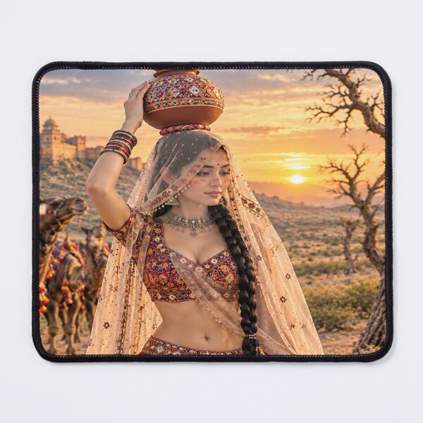 Item preview, Rajasthani Desert Queen at Sunset | Royal Marwar Beauty with Matki - Jaisalmer Vibes ?️ designed and sold by HydStyle99.