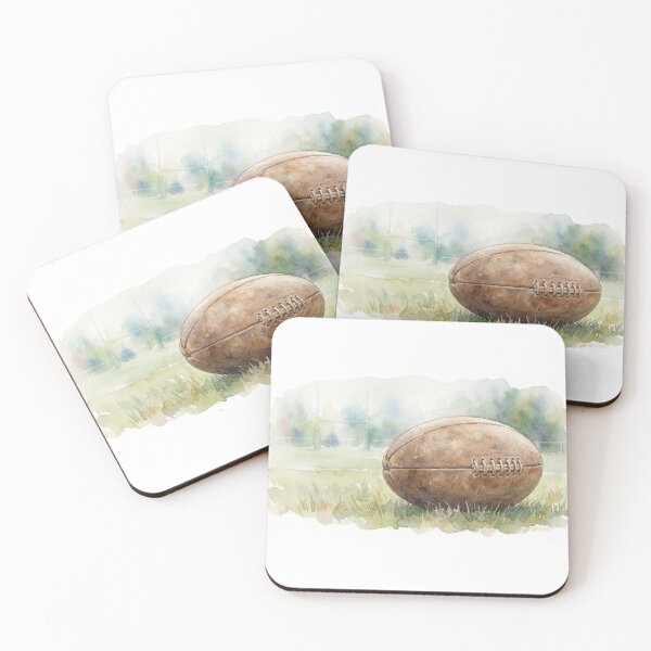 Artikelvorschau, Vintage Leather Rugby Ball Watercolour Illustration entworfen und verkauft von made by Golightly x.
