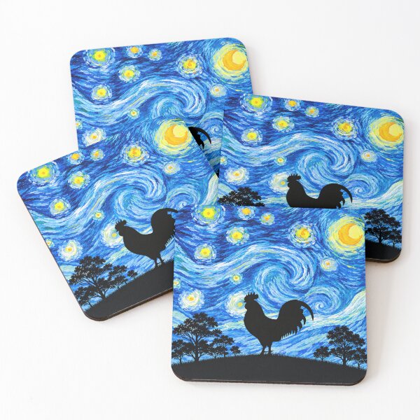 Item preview, Funny Rooster Starry Night Painting Moon Star Zoo Boys Girls designed and sold by FurryHavenPH.