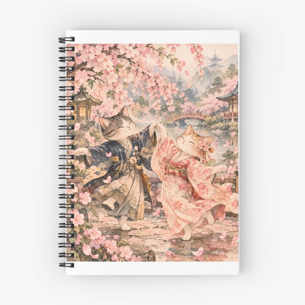 Item preview, Kimono Cat Dancing Sakura Blossom Lover designed and sold by chattsuede.