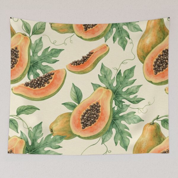 Item preview, Patrón de papaya en acuarela, fruta tropical. designed and sold by SassyArtistry.