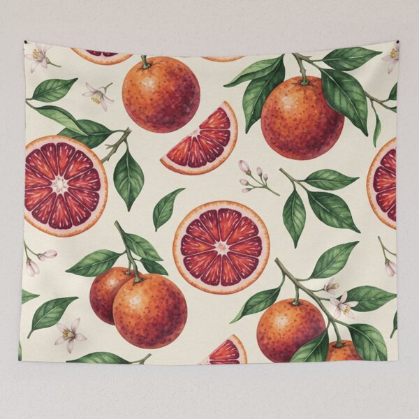 Aperçu de l'œuvre Motif d'agrumes à l'aquarelle orange sanguine créée et vendue par SassyArtistry.