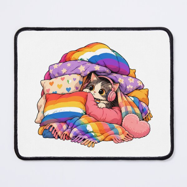 Item preview, Pride Cat Headphones Rainbow Blanket Music Lover designed and sold by chattsuede.