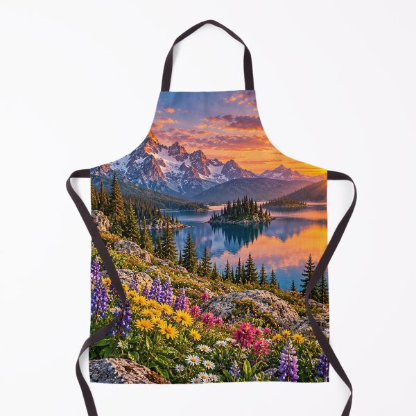 Item preview, Alpine Lake Sunset Wildflowers Mountain Landscape designed and sold by Shubatdesigns.