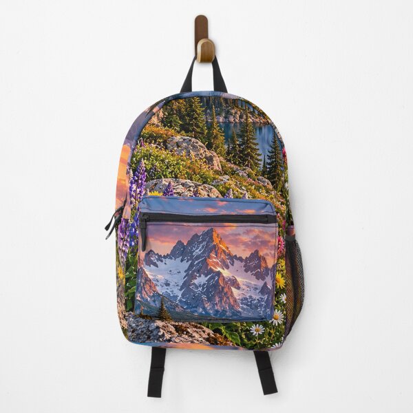 Artikelvorschau, Bergsee Sonnenuntergang Wildblumen Alpen Landschaft entworfen und verkauft von Shubatdesigns.
