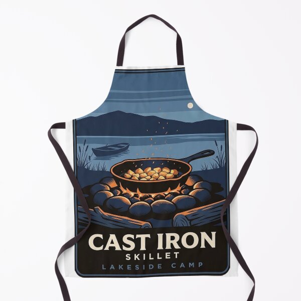 Item preview, Cast Iron Skillet Lakeside Camp Dusk Retro Travel Poster Sticker designed and sold by DetourDgn.
