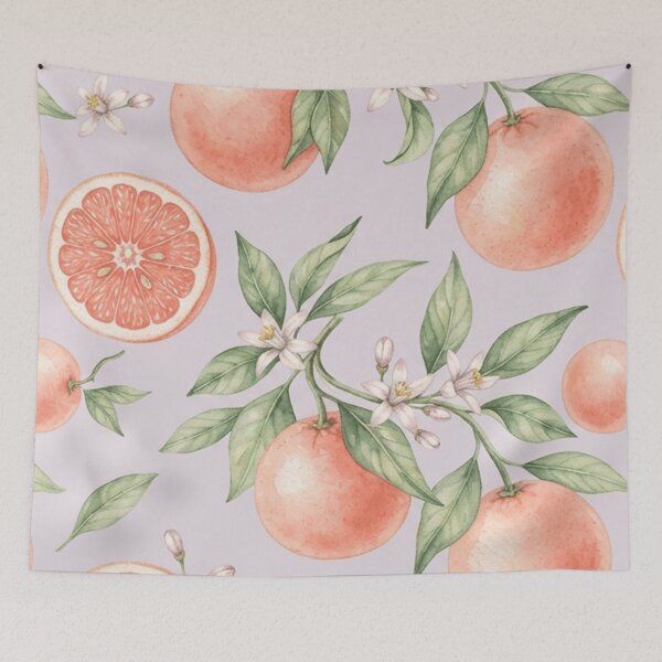 Aperçu de l'œuvre Motif aquarelle de pamplemousse rose et d'agrumes créée et vendue par SassyArtistry.