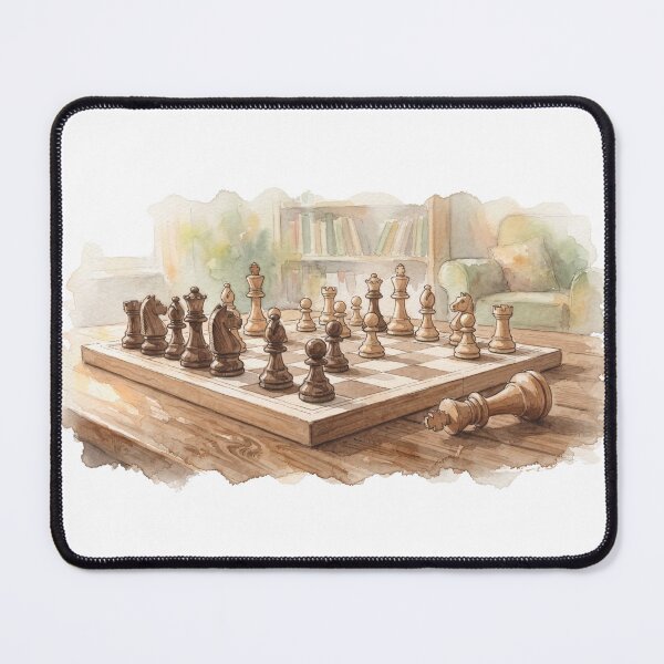 Item preview, Classic Wooden Chess Set Watercolour Illustration designed and sold by made by Golightly x.