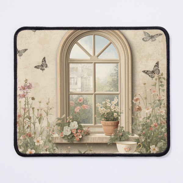 Item preview, Vintage Cottagecore Window and Floral Garden Aesthetic designed and sold by NinaVibeStudio.