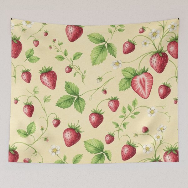 Item preview, Watercolor Strawberry Garden Fruit Pattern designed and sold by SassyArtistry.