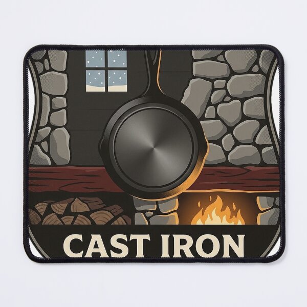 Item preview, Cast Iron Skillet Cabin Hearth Heraldic Crest Sticker designed and sold by DetourDgn.