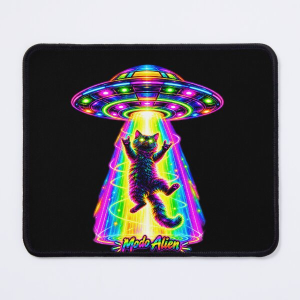 Item preview, Alien Mode – Psychedelic Alien Cat in a UFO designed and sold by Kittcatking.