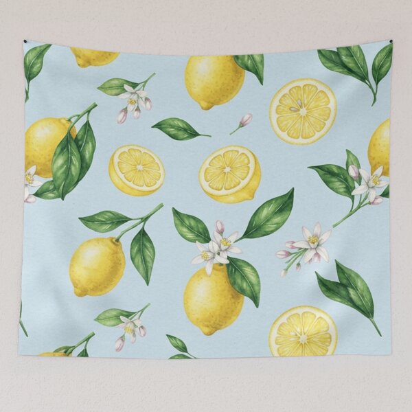 Aperçu de l'œuvre Motif botanique d'agrumes citron à l'aquarelle créée et vendue par SassyArtistry.