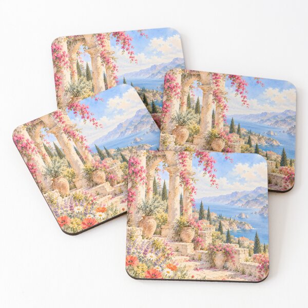 Item preview, Cottagecore Mediterranean Garden Watercolour Coastal Arch designed and sold by Jozefin's Studio.