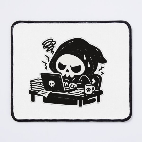 Item preview, Stressed Reaper Working Late designed and sold by Ashen Threads Studio.