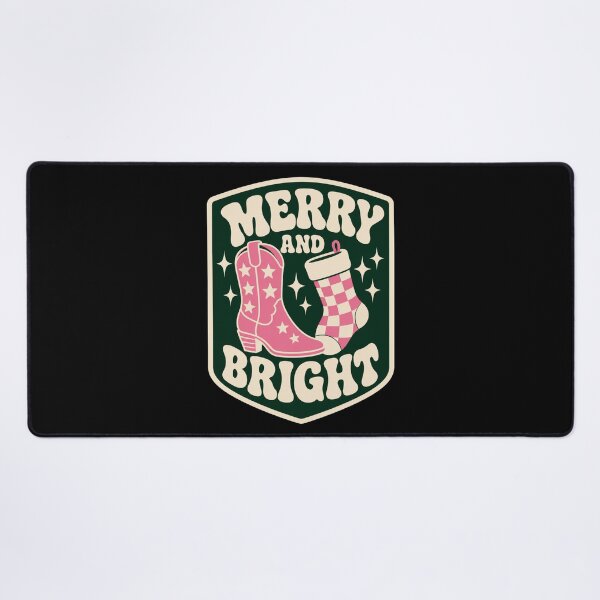 Item preview, Merry And Bright Christmas T-Shirt | Cute Retro Pink Cowboy Boot Tee designed and sold by Design Vibras.