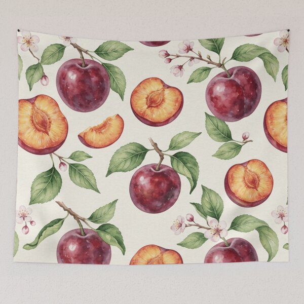 Item preview, Watercolor Plum Blossom Fruit Pattern designed and sold by SassyArtistry.
