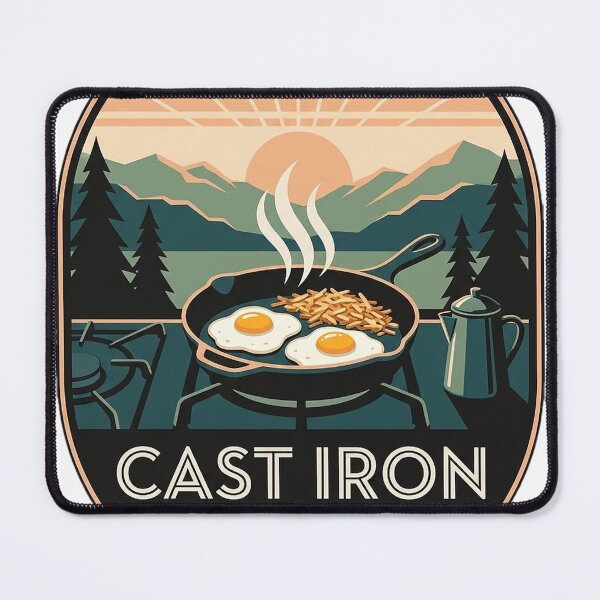 Item preview, Cast Iron Skillet Sunrise Breakfast Art Deco Camping Sticker designed and sold by DetourDgn.