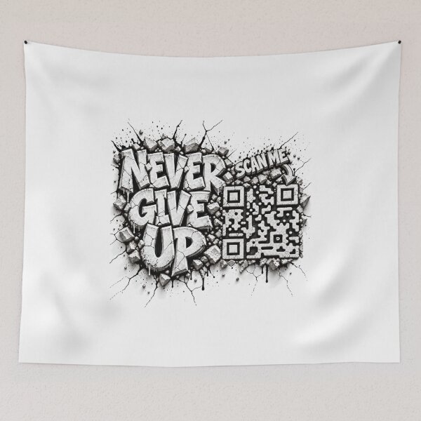 Item preview, Never Give Up Daily Motivation QR Code designed and sold by artvizual.