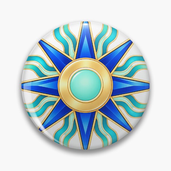 Item preview, Blue Star Compass Turquoise and Gold Celestial Emblem designed and sold by namreto.