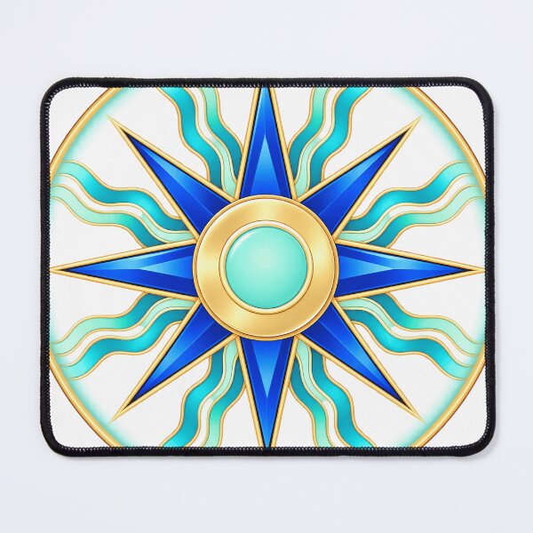 Item preview, Blue Star Compass Turquoise and Gold Celestial Emblem designed and sold by namreto.