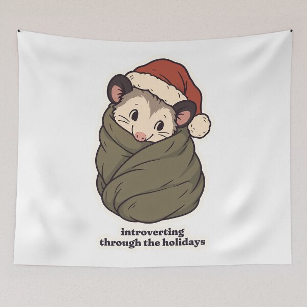 Artikelvorschau, Introvertiertes Weihnachtsopossum versteckt sich in einer Decke entworfen und verkauft von OuqCreations.