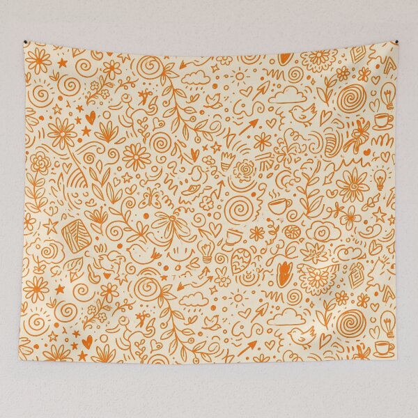 Item preview, AA Whimsical Hand Drawn Folk Art Doodle Pattern designed and sold by ART ATTACK ZONE.